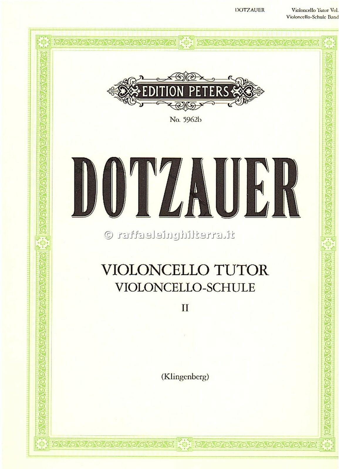 Peters metodo violoncello volume 2 Dotzauer Friendrich