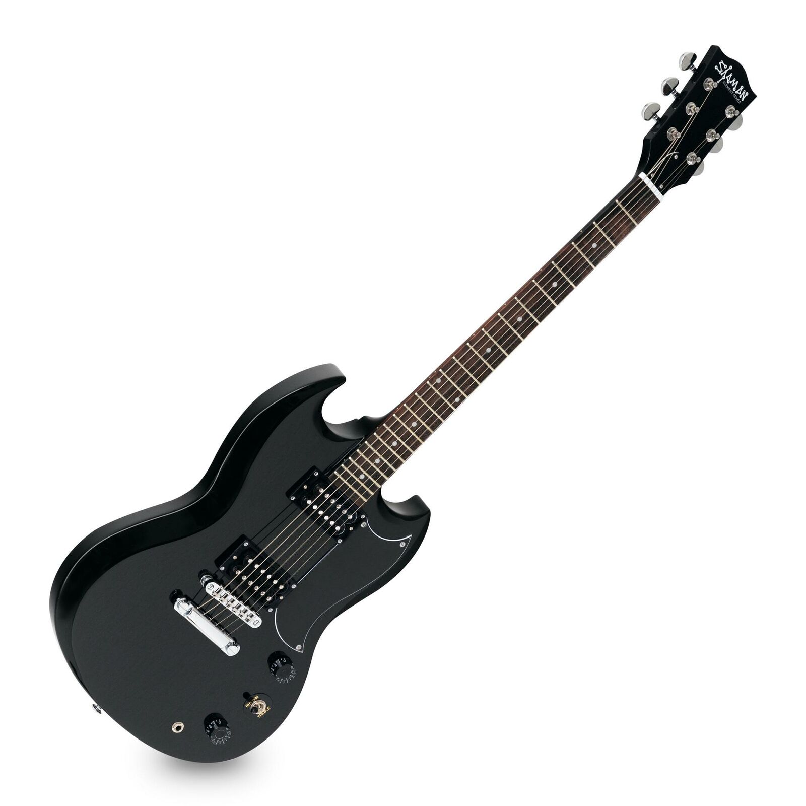 Chittara Elettrica Modello Double Cut Pickup 2x Humbucker Macassar Mogano Nero