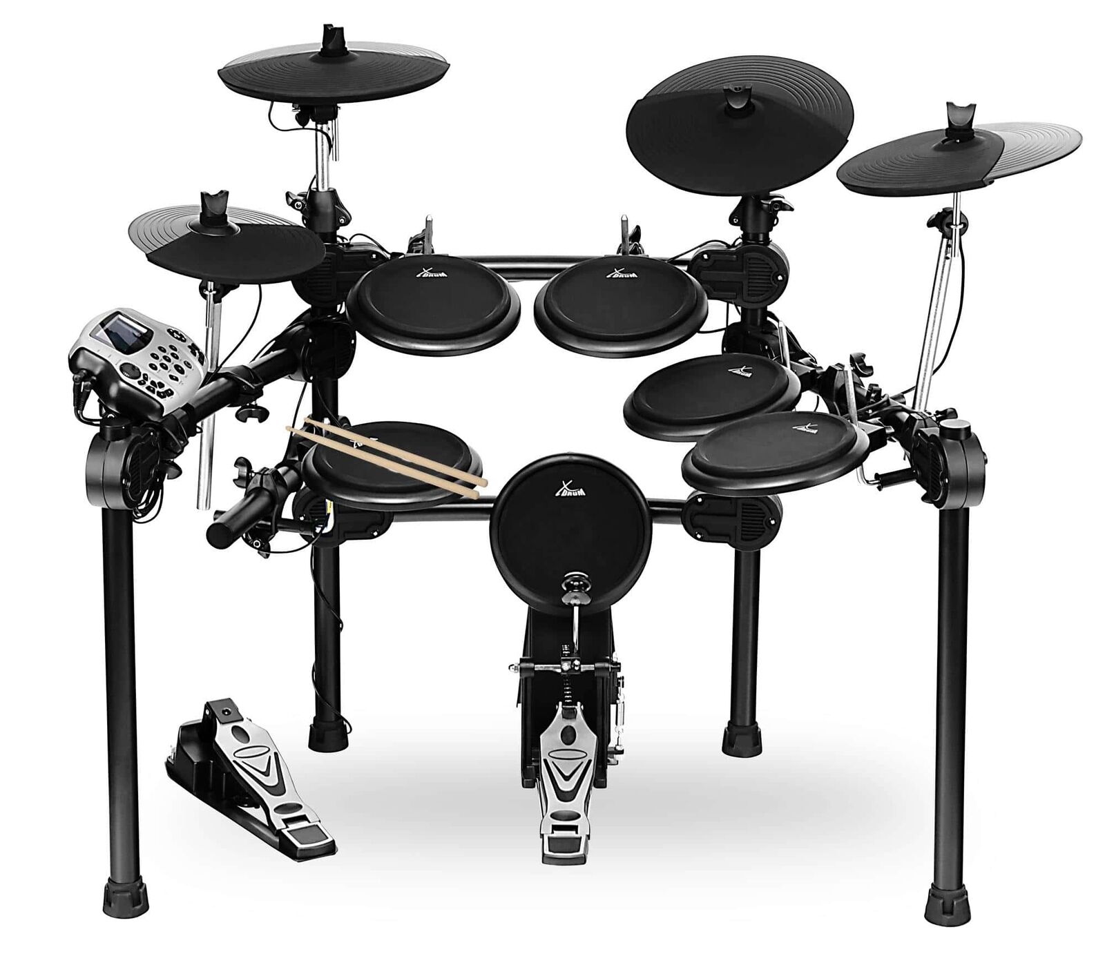 Batteria Elettronica Drum Set Percussione Modulo 458 Suoni Rack Pedali Pads Nero