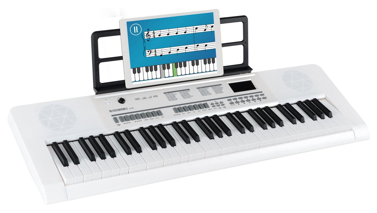 Keyboard Tastiera Elettronica 61 Tasti Pianola Pianoforte USB Portatile Bianca