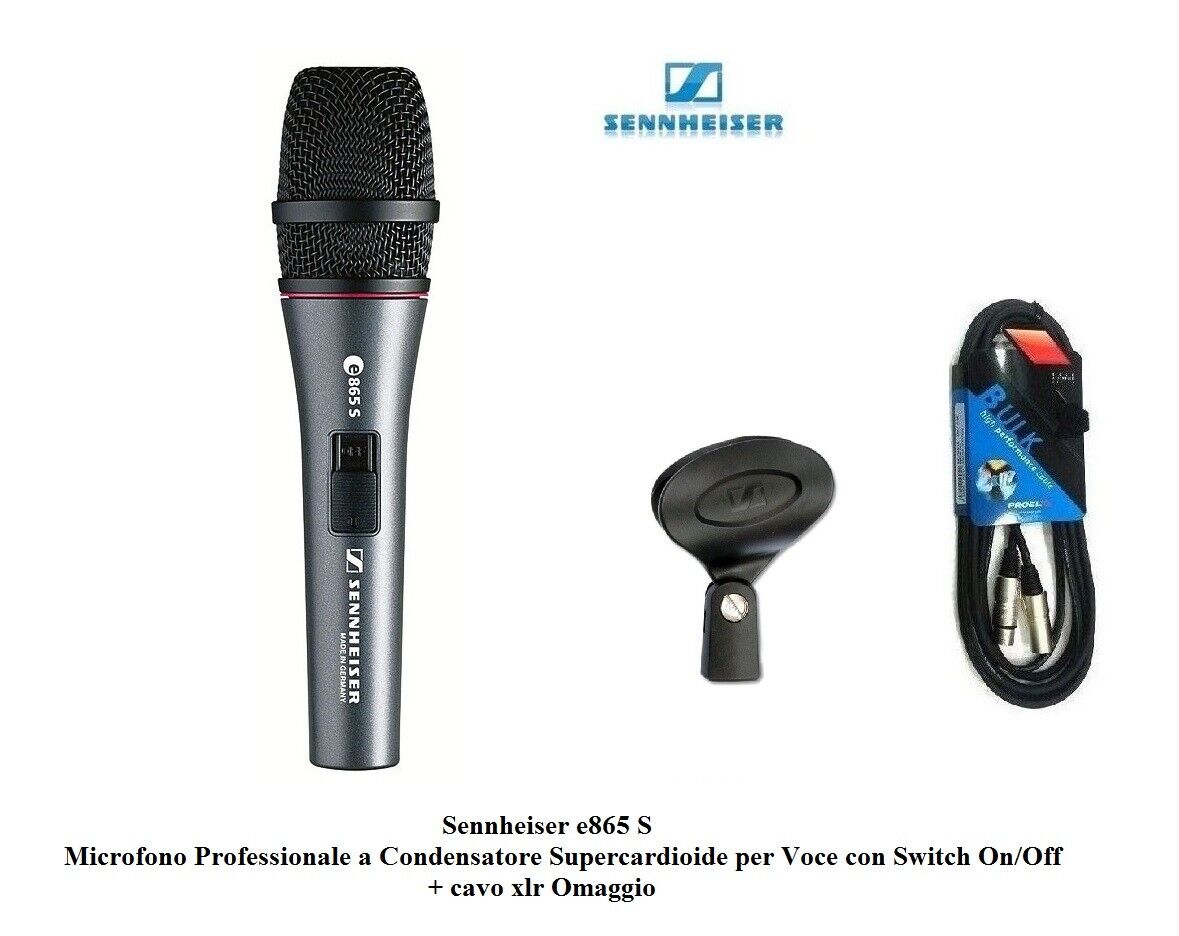 SENNHEISER e865 S Switch MICROFONO A CONDENSATORE SUPERCARDIOIDE PER VOCE E865-S