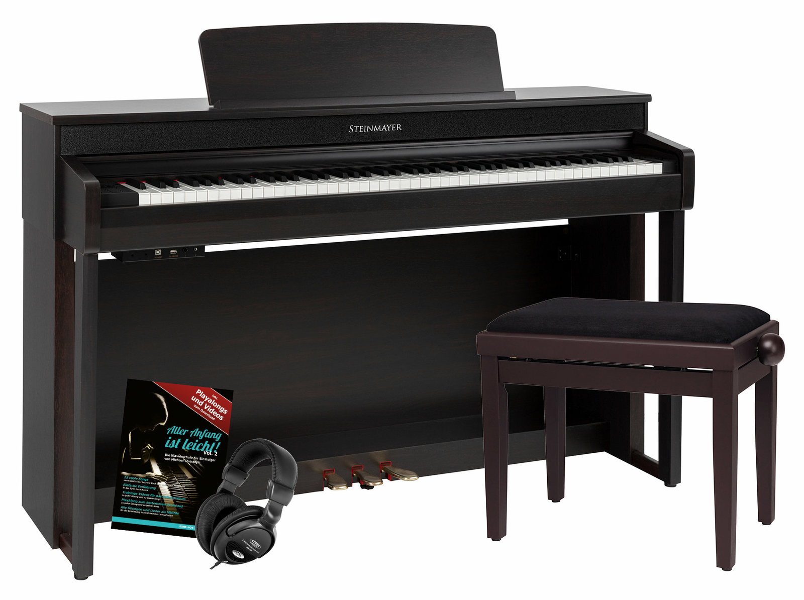 Pianoforte Digitale 88 Tasti Pesati in Legno USB Bluetooth MIDI Panca Cuffie Set