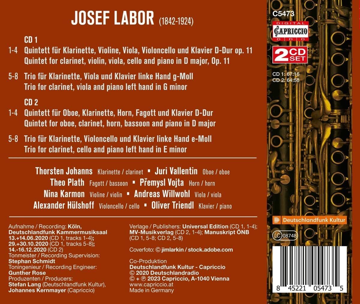 Josef Labor Josef Labor: Quintet for Clarinet, Op. 11/Quintet in D/... (CD)