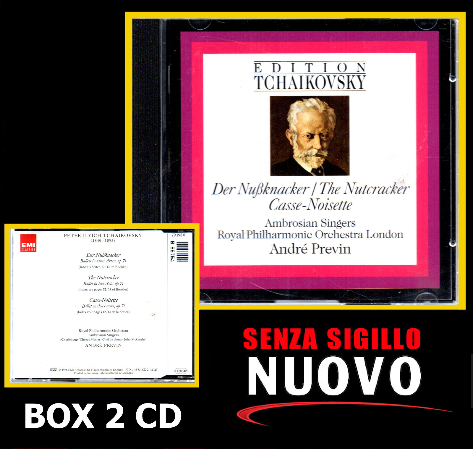 TCHAIKOVSKY " THE NUTCRACKER " DOPPIO CD NUOVO EMI 1986 ANDRE' PREVIN