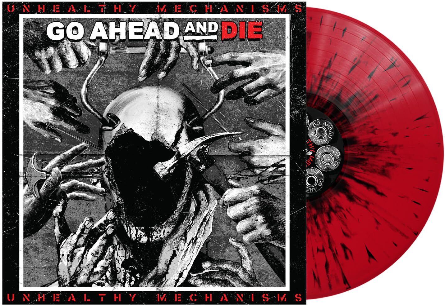Go Ahead And Die Unhealthy Mechanisms - Red & Black Splatter (Vinyl LP)