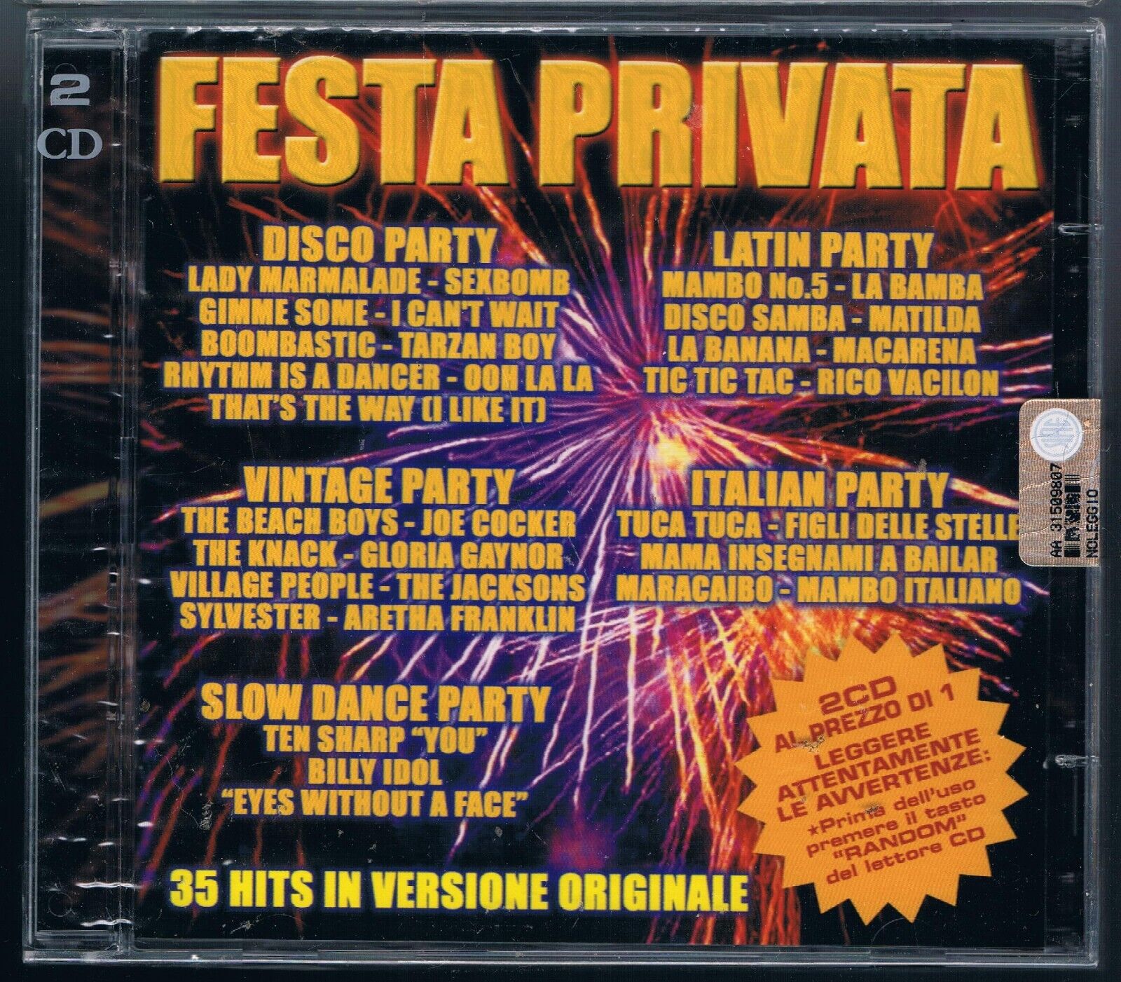 FESTA PRIVATA CARRA VILLAGE PEOPLE GLORIA GAYNOR SHAGGY - 2 CD F.C. SIGILLATO!!!