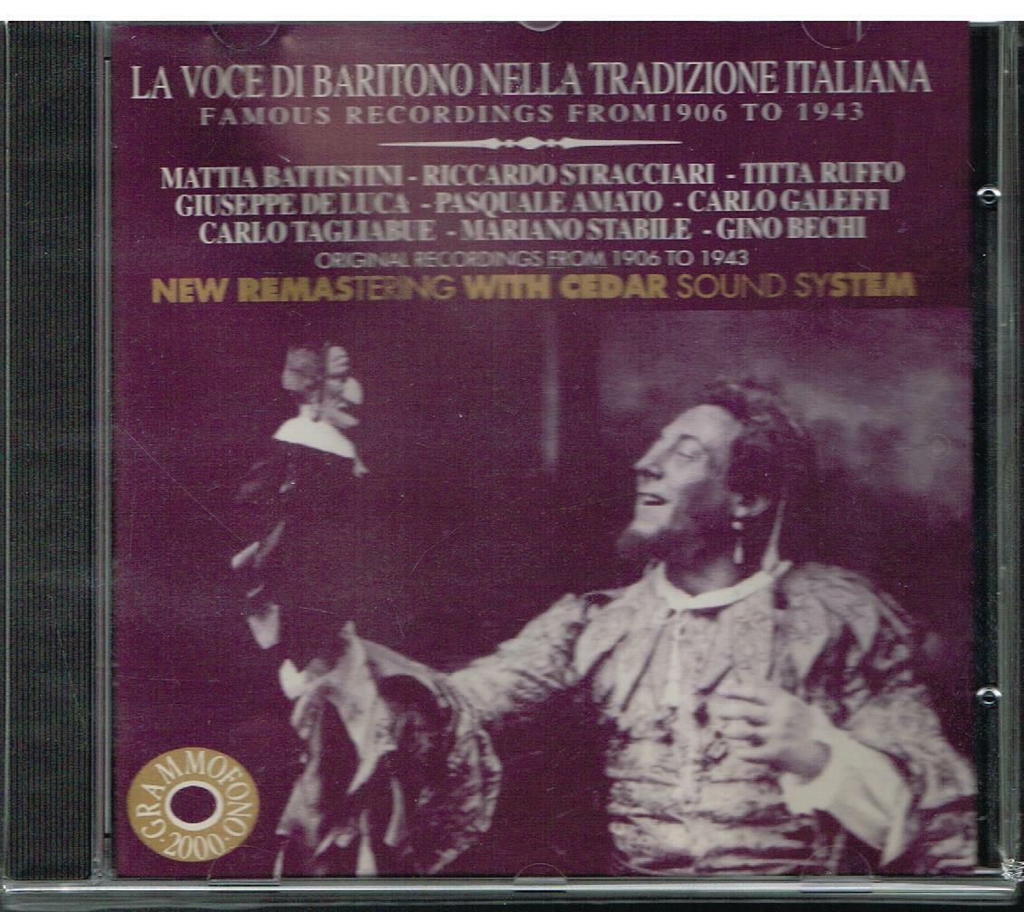 La Voce Di Baritono Nella Tradizione Italiana: Battistini, De Luca, Stracciar CD