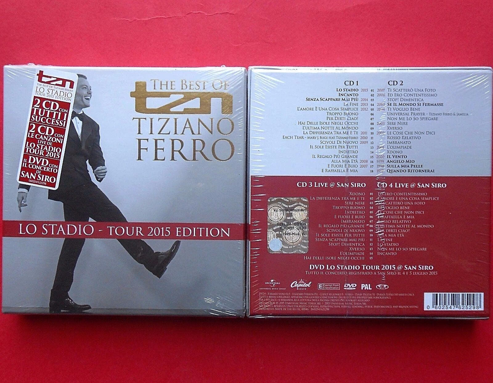 tiziano ferro the best of lo stadio tour 2015 box set 4 cd + 1 dvd live san siro