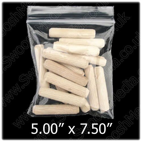 100 x PLAIN PLASTIC GRIPSEAL / GRIP SEAL BAGS - 5.00" x 7.50" (CD)