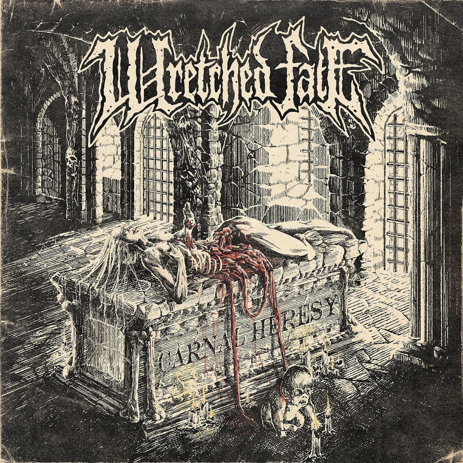 Wretched Fate Carnal Heresy Clear with Black Center and Red Splatter (Vinyl LP)