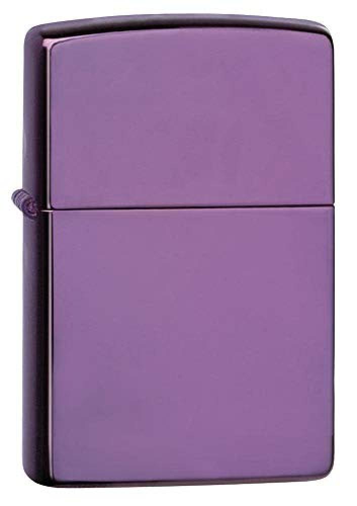 (TG. One Size) Zippo Classic Lighter, Leather, Purple, One Size - NUOVO