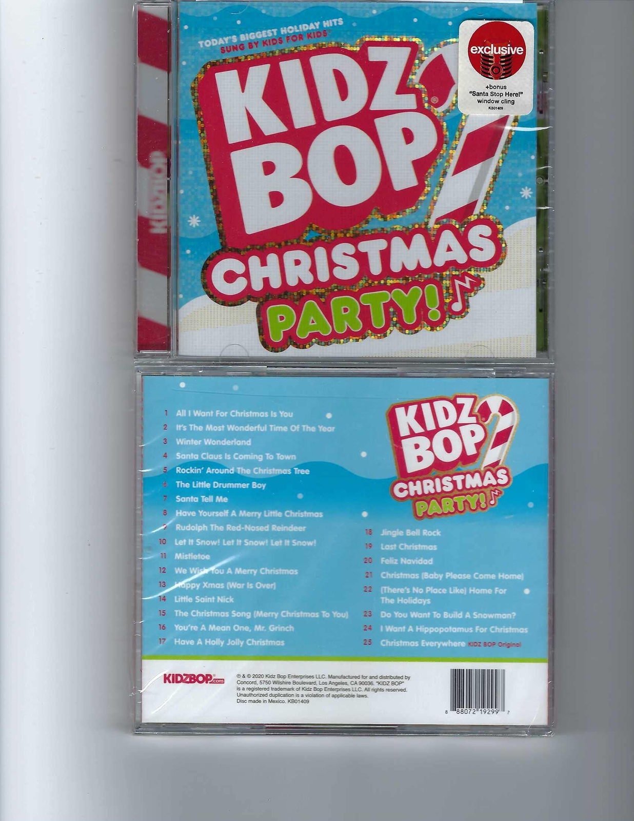KIDZ BOP KIDZ BOP CHRISTMAS PARTY! bonus "SANTA STOP HERE" window cling (CD)