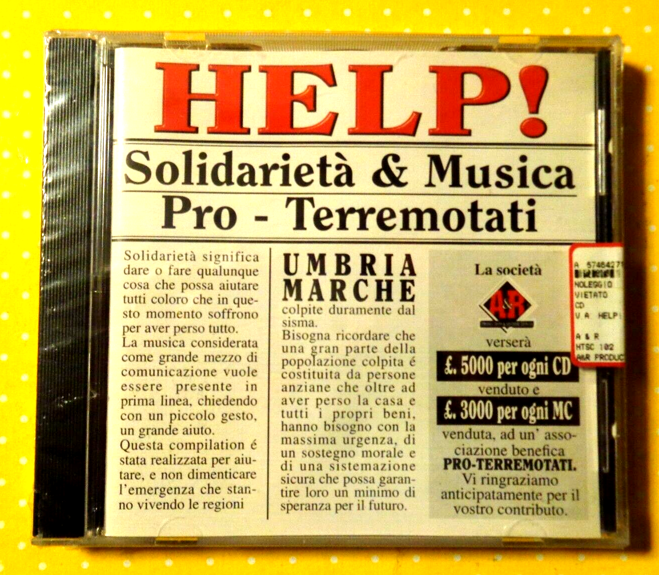 HELP!  -  SOLIDARIETA' & MUSICA PRO-TERREMOTATI UMBRIA MARCHE  -  CD SIGILLATO