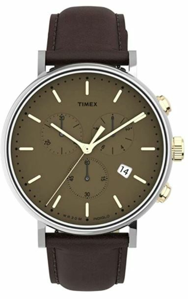 Timex Fairfield Cachi Cinturino Cronografo TW2T67700 Nuovo