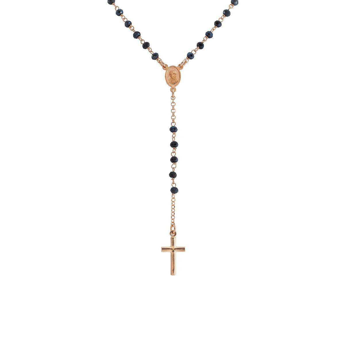 Amen Collana Rosario Con Madonna Miracolosa Con Cristalli Grigi CRORG4