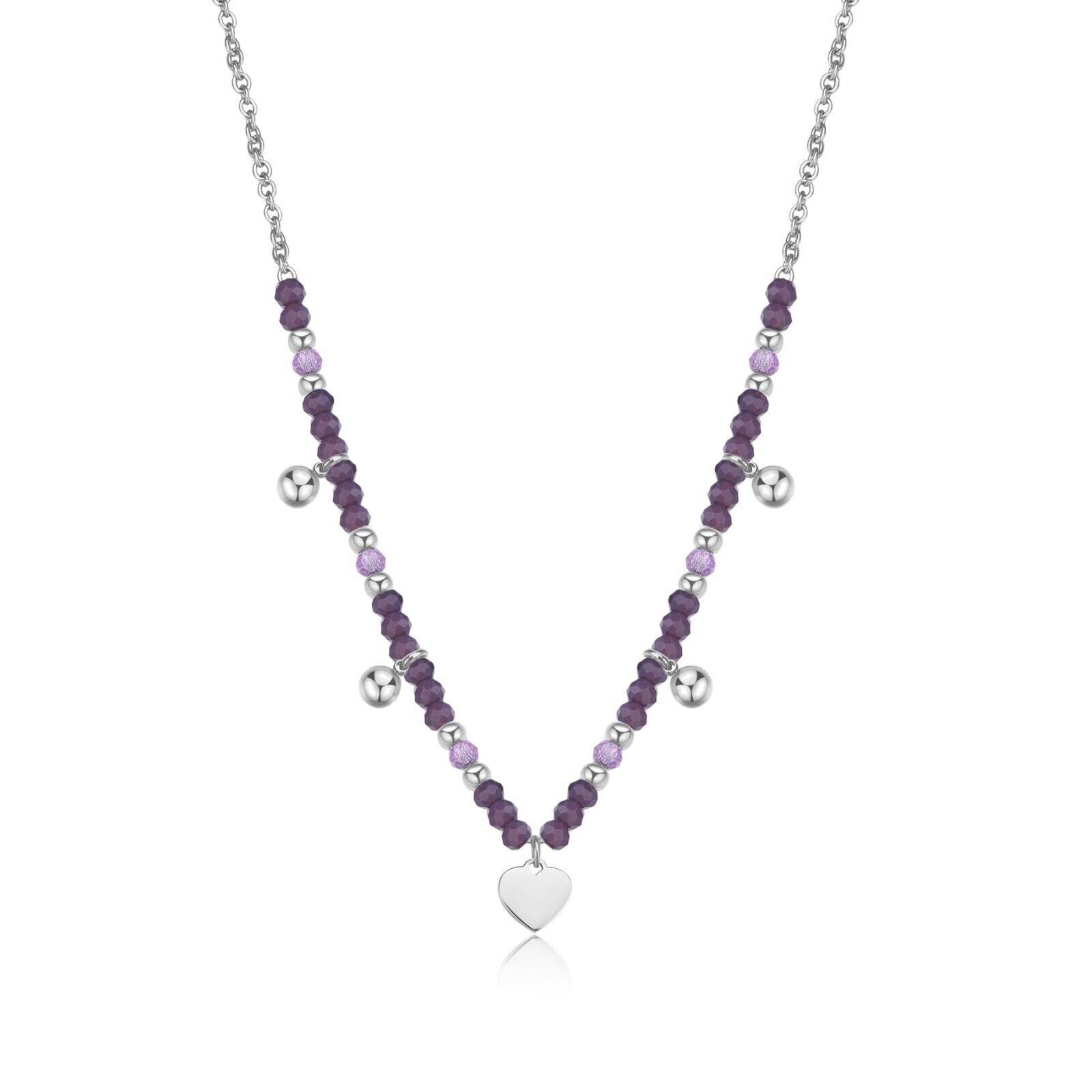 S'AGAPO GLINT COLLANA DA DONNA ACCIAIO CON CUORE E SFERE DI VETRO SGI01 (2972)