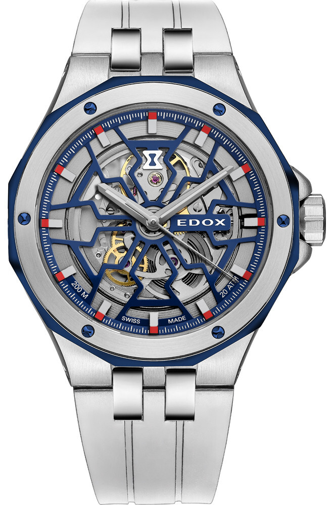EDOX Delfin Mecano Skeleton 85303-357BUCAB-BUIRB Orologio Uomo Meccanico