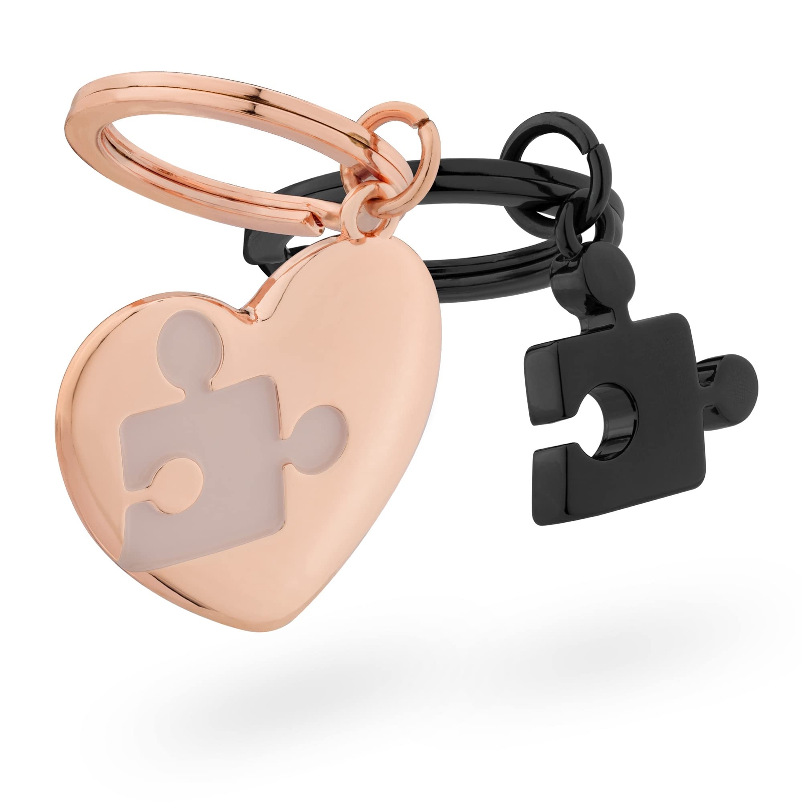 Navaris Portachiavi Puzzle Heart - Coppia Cuore Mattoncino - Porta Chiavi Met...