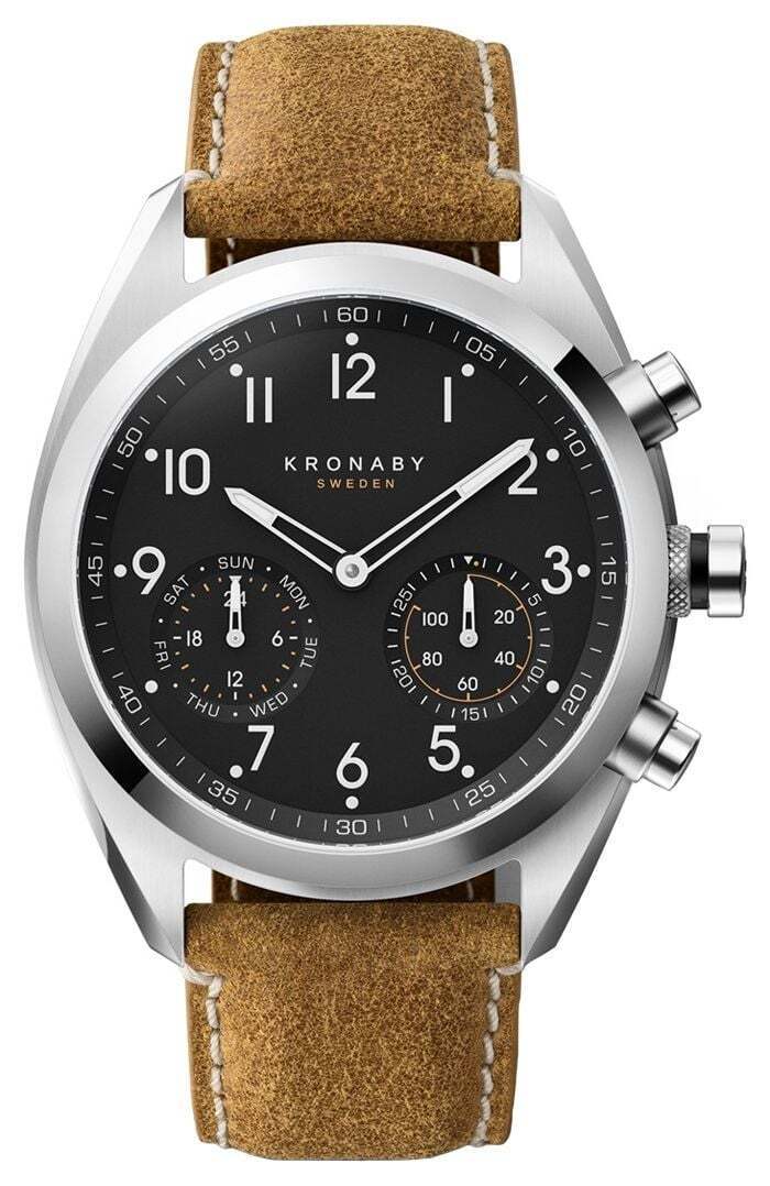 Kronaby Smartwatch Ibrido Apex (43 Mm) Quadrante Nero / Cinturino In S3112/1