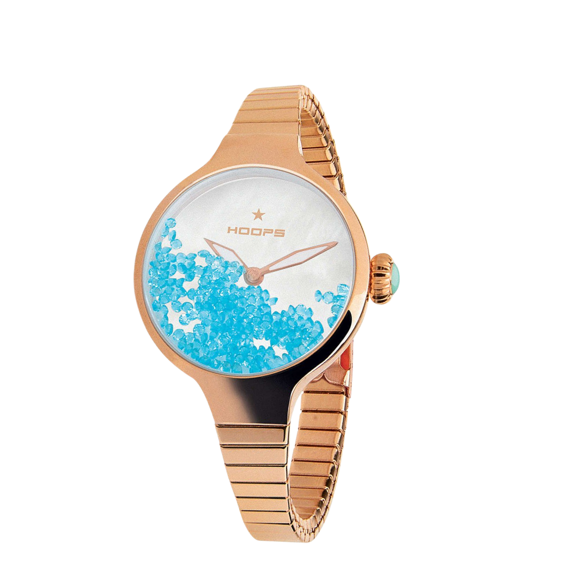Orologio Donna HOOPS NOUVEAU CHERIE 2612L-RG05 Elastico Acciaio Rosè Celeste