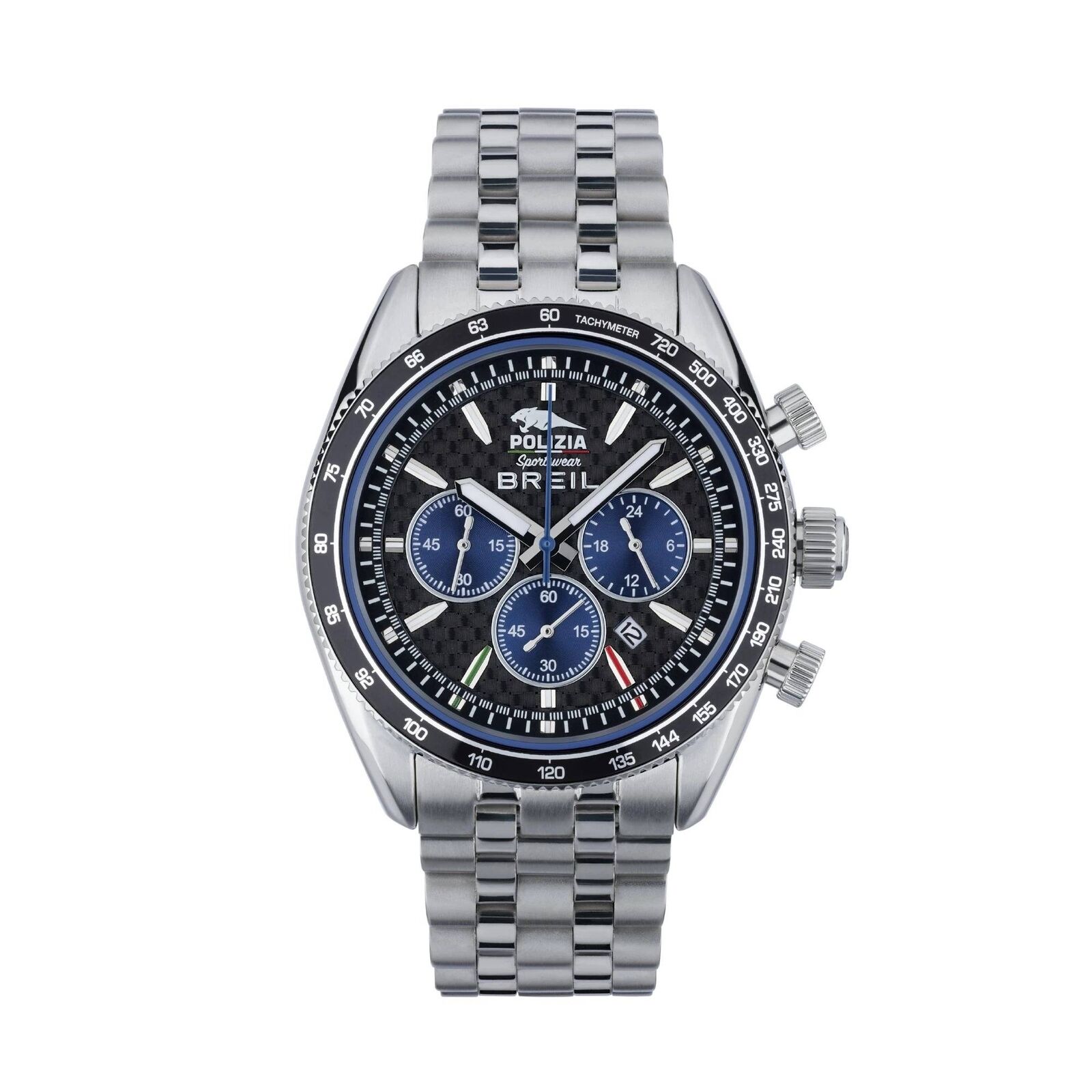 Orologio Breil Polizia di Stato TW2036 Cronografo Nero Blu Watch Uomo 43mm