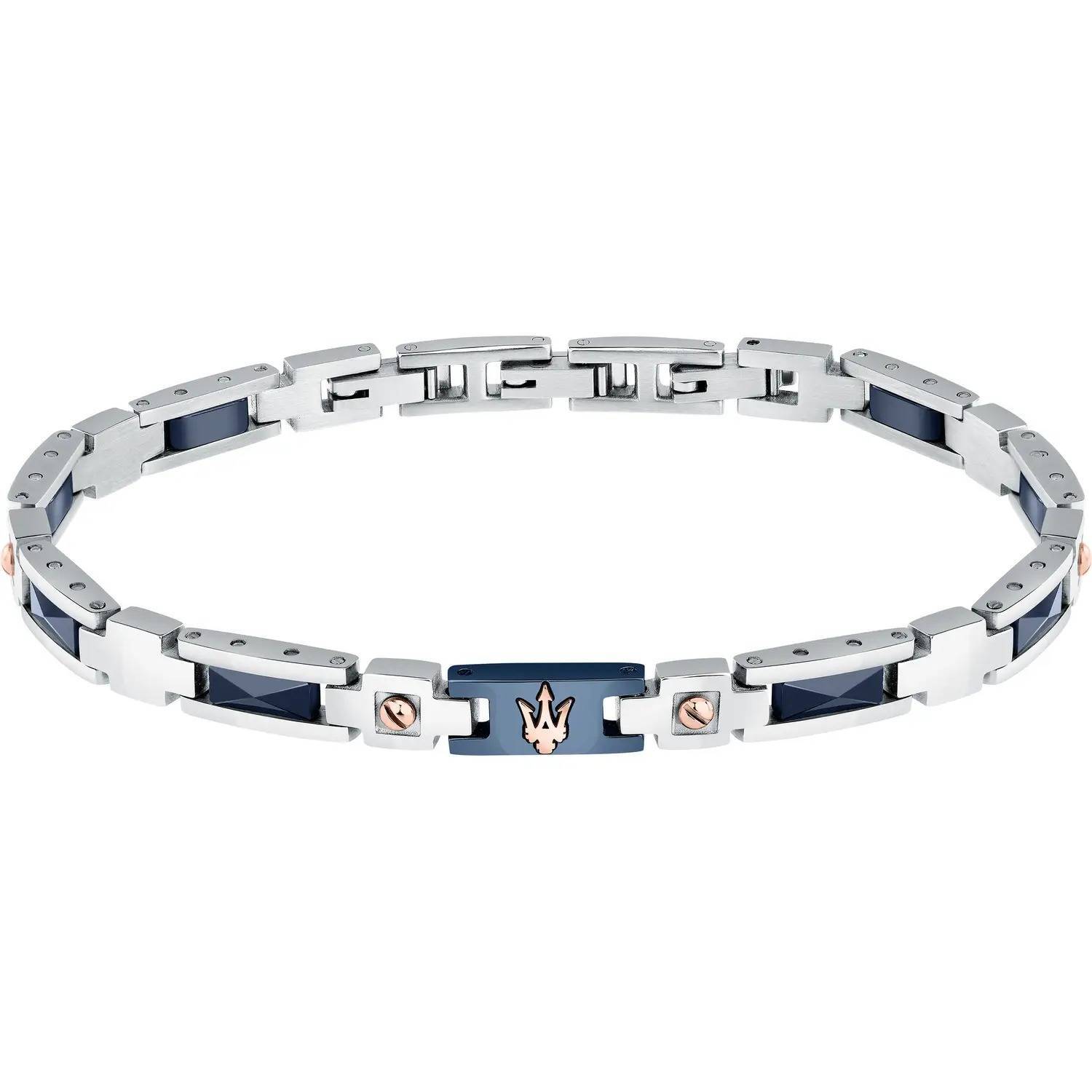 Bracciale Maserati Jewels JM523ATZ33 Bracelet Acciaio Bicolore Blu Uomo
