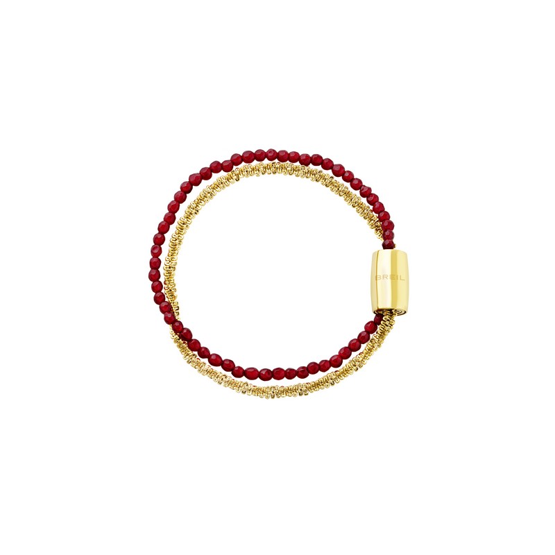 Bracciale donna doppio filo Breil Magnetica TJ3486 acciaio 316L ed agata rossa