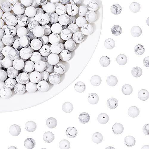 NBEADS 180Pz 8mm Perle di Howlite Naturale, Artigianato Perline Rotonde (S8U)