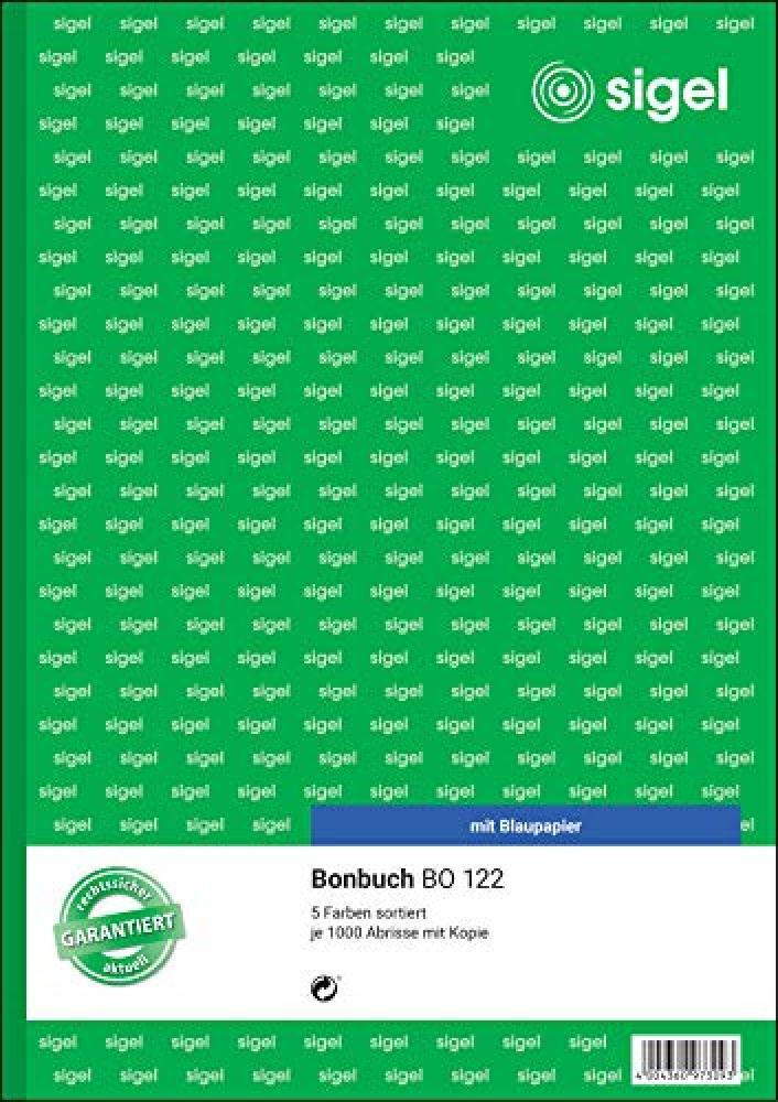 Sigel-Blocco Voucher BO122 5 pezzi, 5 colori assortiti (1000 biglietti) con cart