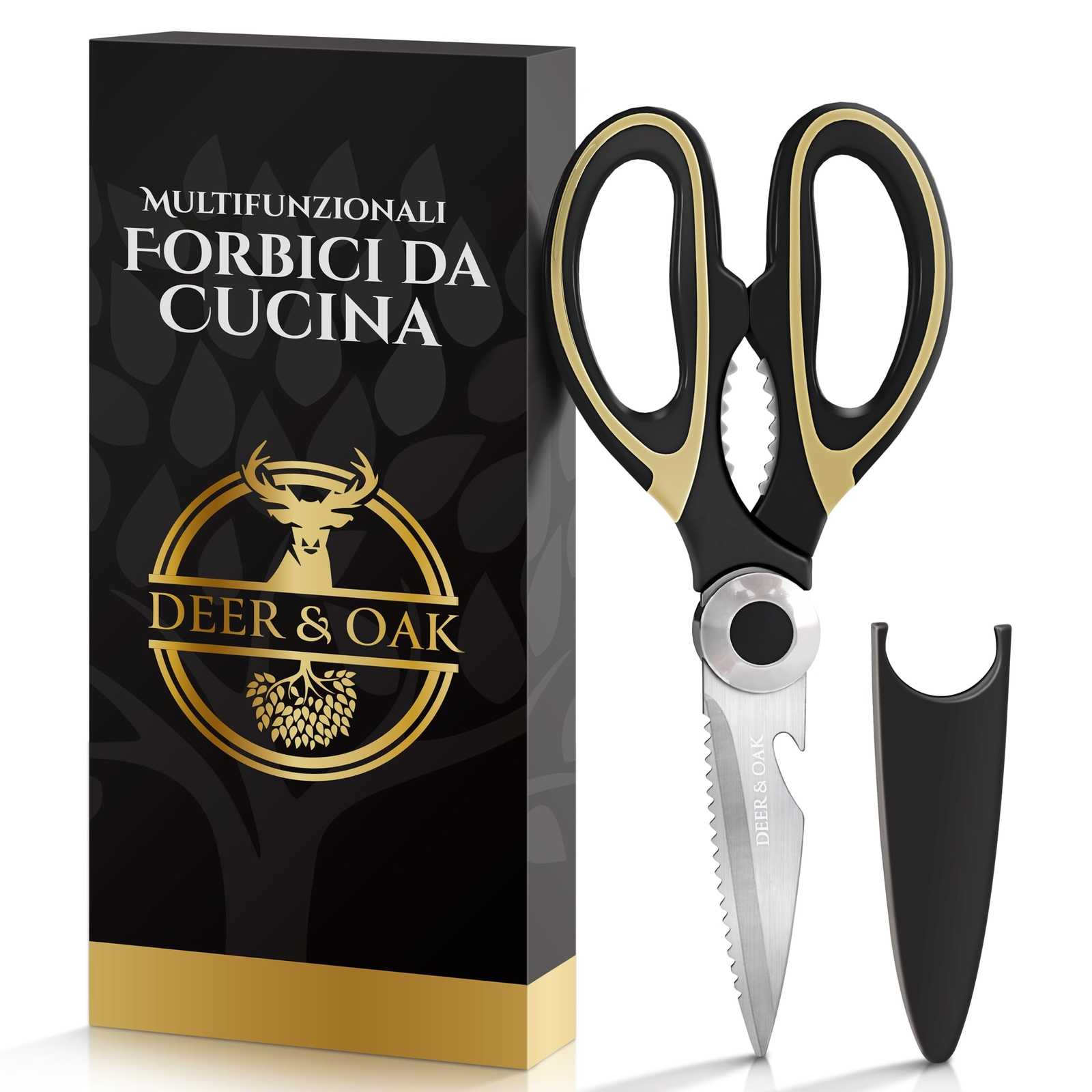 Deer & Oak Kitchen Meat Scissors Acciaio Inossidabile Nero