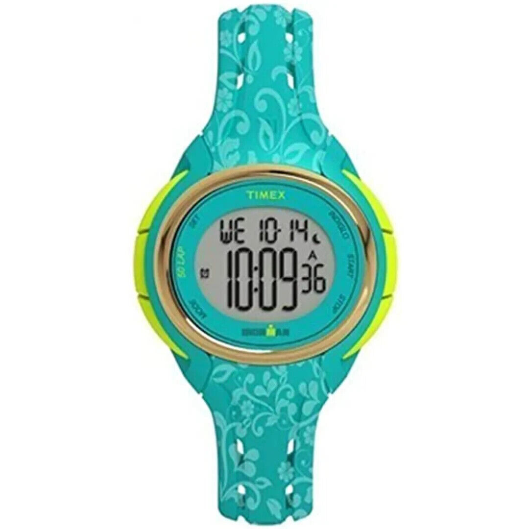 Timex Ironman Sleek 50 Giro Donna 38mm Turchese Floreale Orologio Digitale