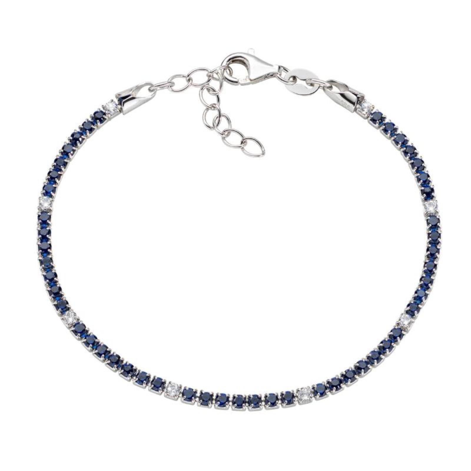 Bracciale Donna tennis BT7BBBL16 Argento 925 Zirconi Blu e Bianchi 19 cm