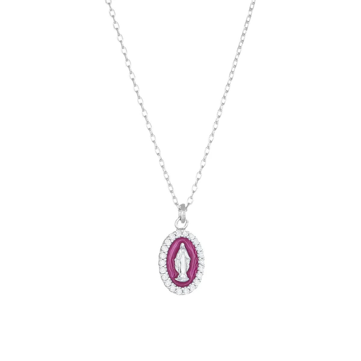 Amen Collana Medaglia Madonna Miracolosa Smaltata Bordeaux CLMISMBBO