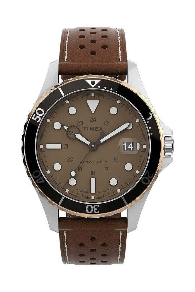Timex da Uomo Navi Automatico Pelle Cinturino Orologio TW2V41500