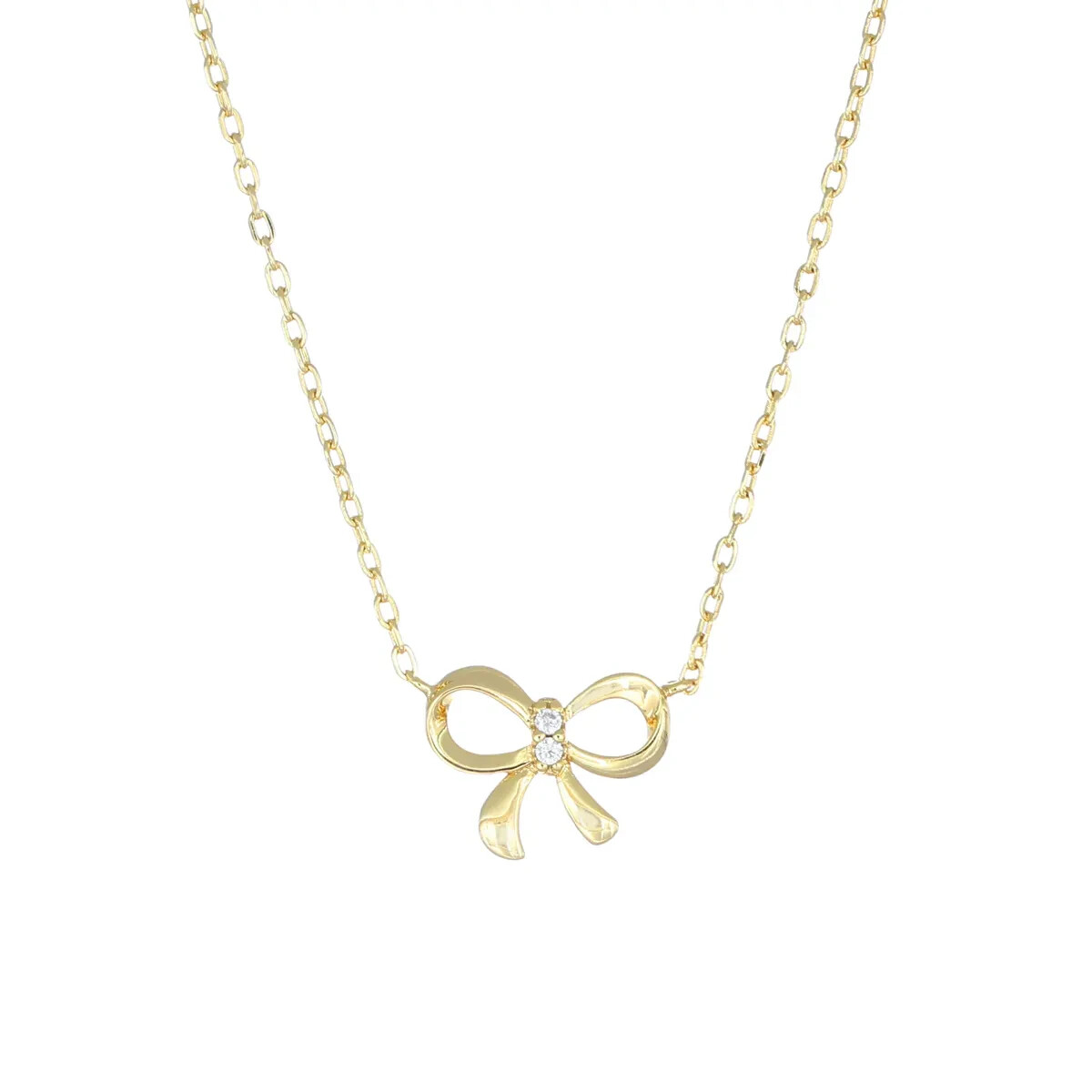 Amen Collana Dorata Fiocco con Zirconi Bianchi CLFIOCGBZ (111)