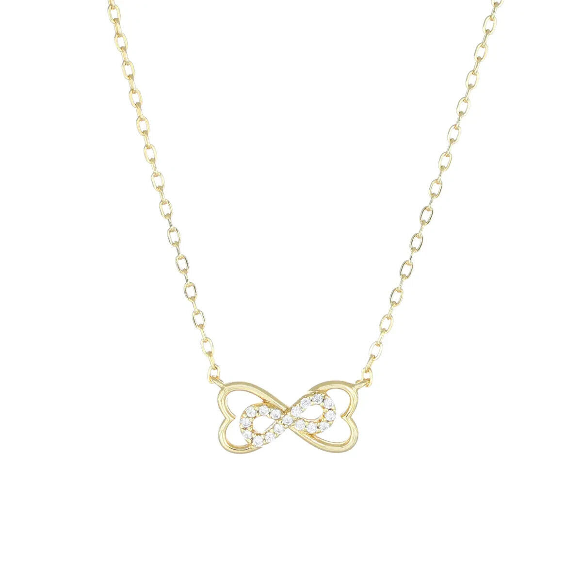 Amen Collana Dorata Cuori e Infinito con Zirconi Bianchi CLICGBZ