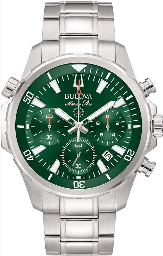 Orologio Bulova Marine Star Uomo Acciaio Quadrante Verde Cronografo 96B396