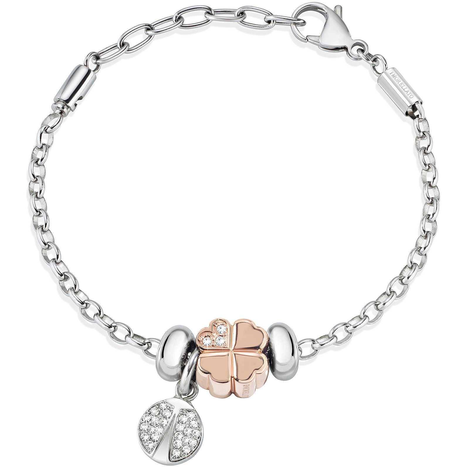Bracciale Donna Acciaio Drops con quadrifoglio Oro rosa Morellato SCZ724