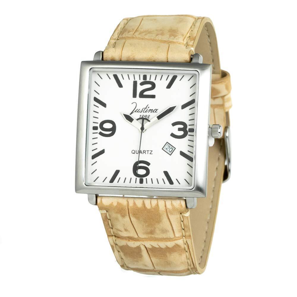 JUSTINA Mens Analogue Quartz Watch with Leather Strap 11002