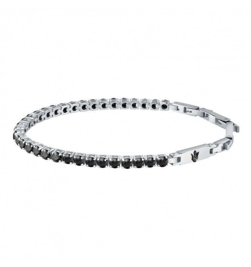 Bracciale Maserati Jewels JM222AVC04 Bracelet Acciaio Tennis Zirconi Neri Uomo