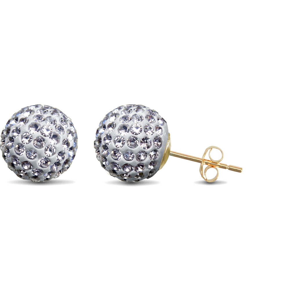 Jewelco London Signore Oro Giallo 9k cristallo shamballa perno orecchini