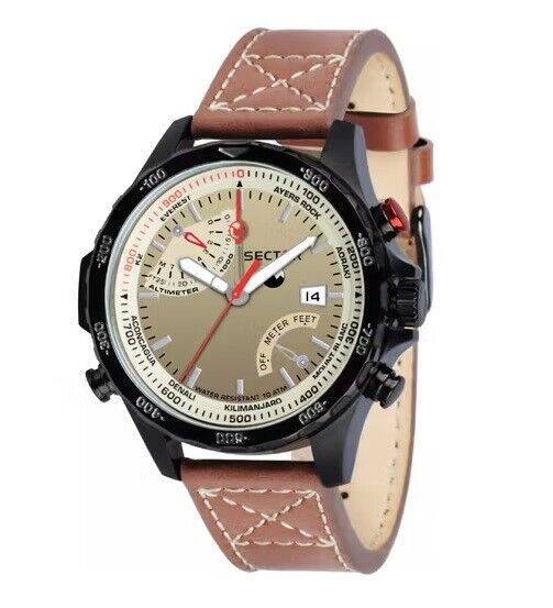 Orologio uomo  SECTOR mod.  MASTER ref 3251507001 chrono pelle marrone altimetro