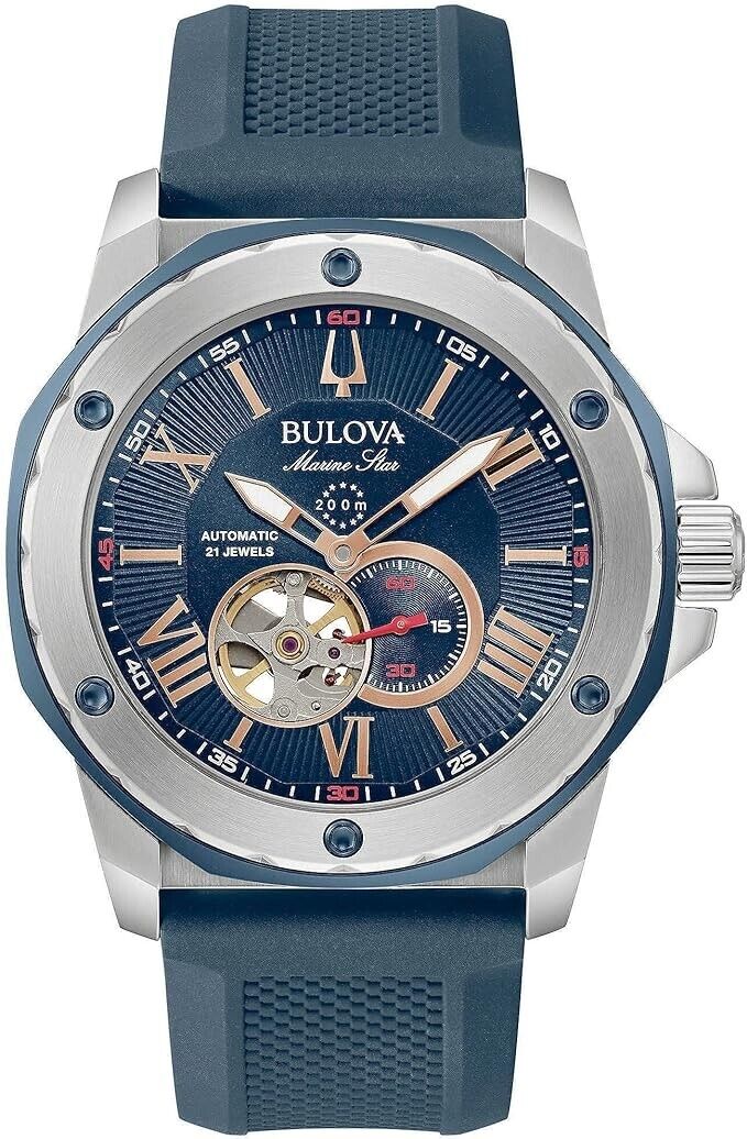 Orologio Bulova Uomo Acciaio Marin Star Blu Cinturino Silicone Blu 98A282