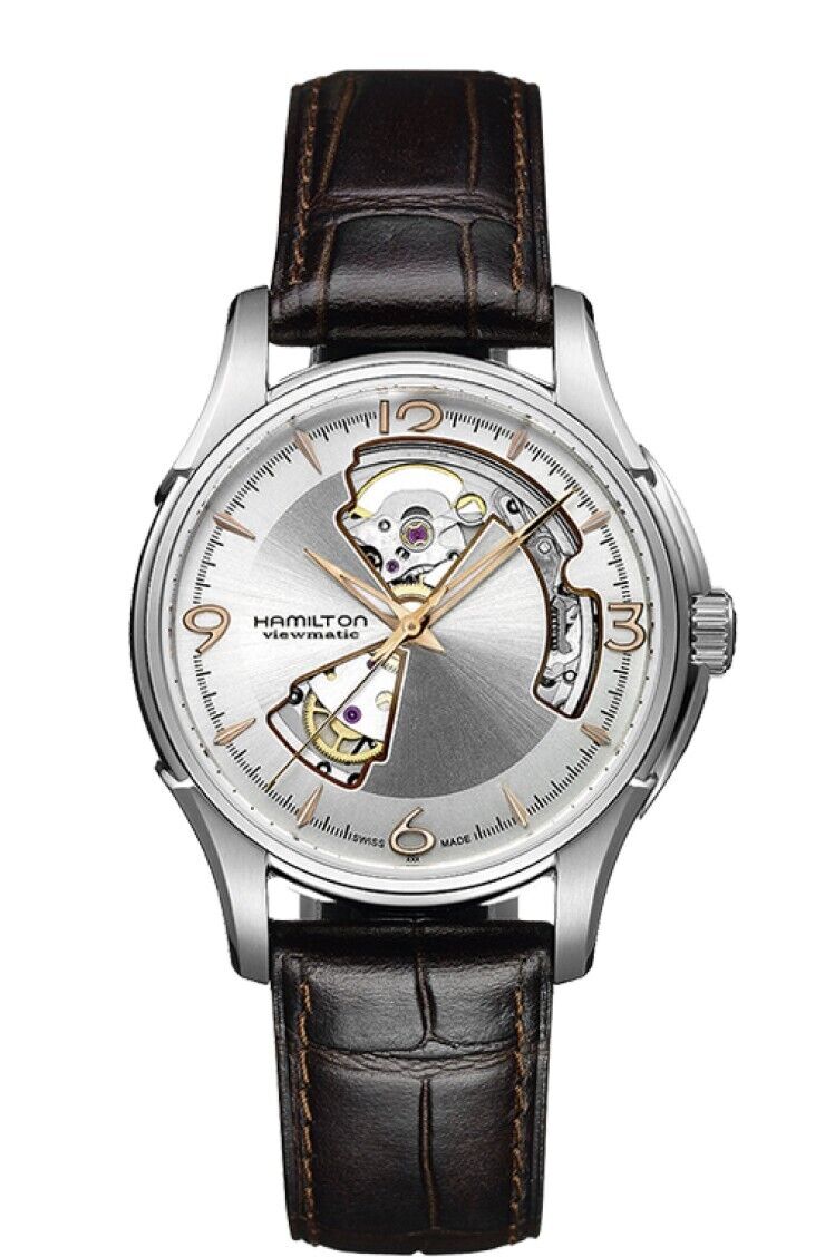 Orologio Hamilton Jazzmaster Open Heart Auto H32565555 Watch Pelle Marrone Uomo