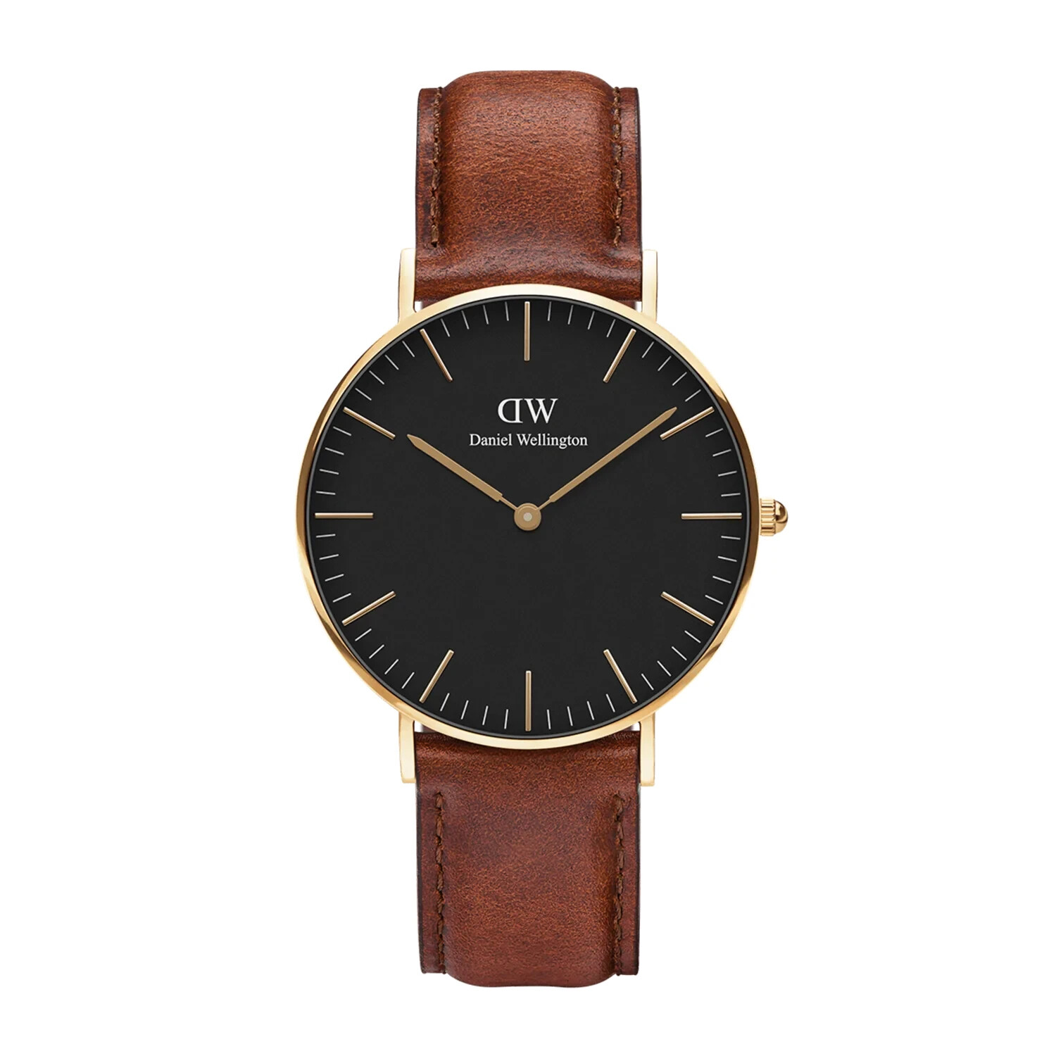 Daniel Wellington Orologio Quadrante Nero Cinturino in Pelle Marrone DW00100545