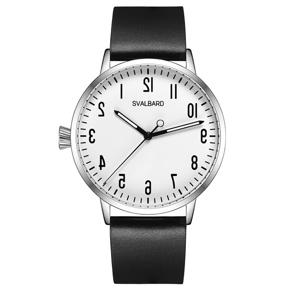 Svalbard Tilbake AC14A Quarzo Acciaio Nero Pelle Orologio Uomo