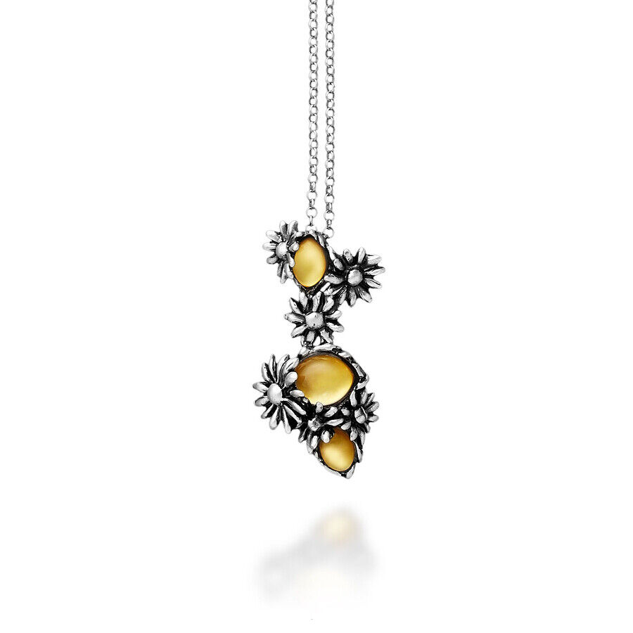 Collana Donna Giovanni Raspini Argento 925 Ciondolo Margherite Pietre Gialle 117