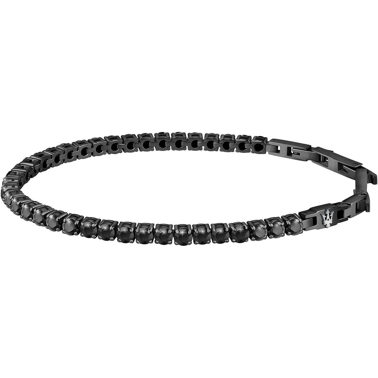 Bracciale Maserati Jewels JM222AVC02 Bracelet Acciaio Tennis Zirconi Neri Uomo