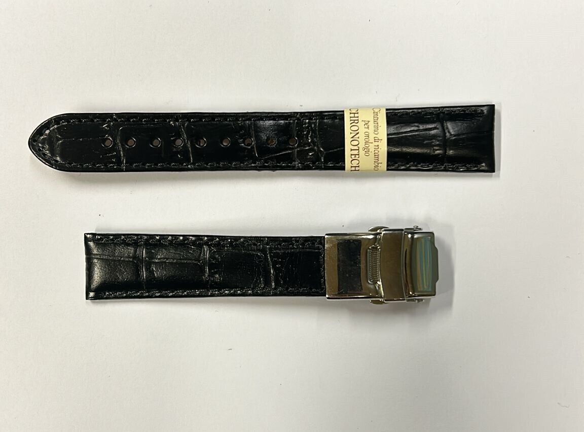 CHRONOTECH - CINTURINO PER OROLOGIO IN PELLE NERA ANSA 18MM