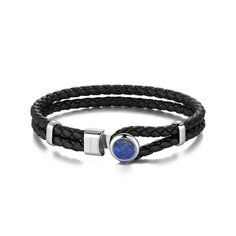 Bracciale uomo Brosway Material pelle nera e lapislazzuli BIM12A acciaio 316L